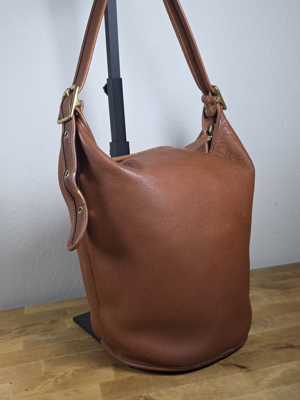 Vintage Coach 9085 Duffle Sac Large Brown Leather Bucket Bag Made in USA